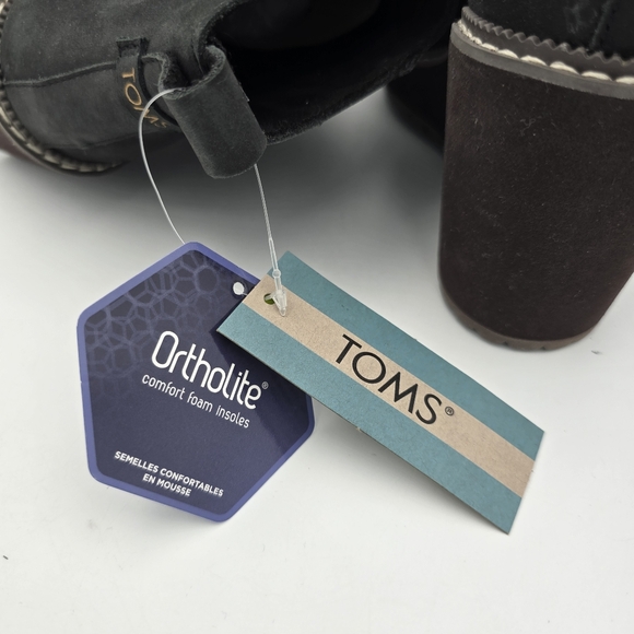 TOMS Raven Water Resistant Wedge Ankle Booties, Black Oiled Nubuck/Suede, Size 5 - Picture 8 of 16